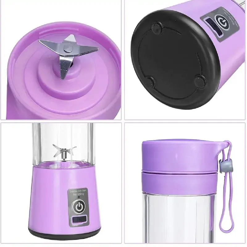 Portable USB Rechargeable 6-Blade Mini Smoothie Blender & Juicer Bottle (380ml) - Image 3