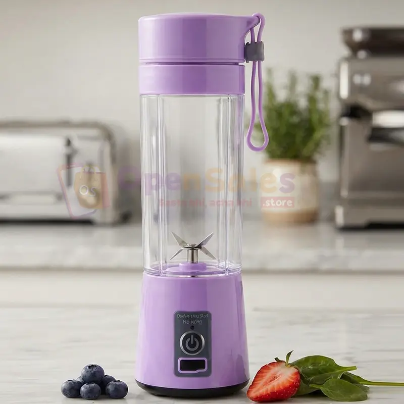 Portable USB Rechargeable 6-Blade Mini Smoothie Blender & Juicer Bottle (380ml)