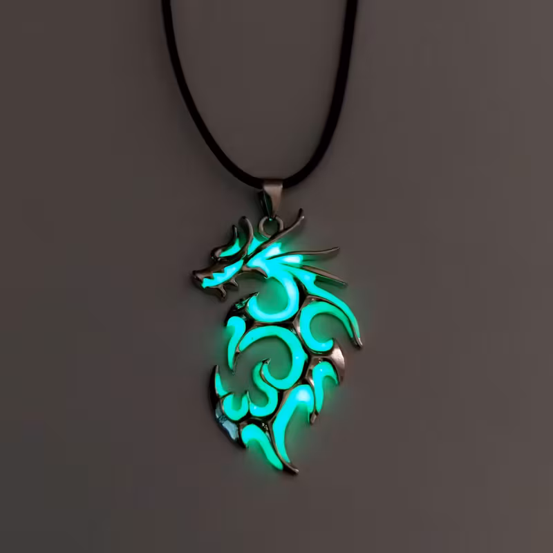 Men'S Glow-in-the-Dark Dragon Pendant Necklace