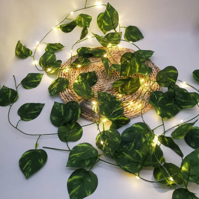 Artificial Plant Leaves with Fairy Lights - Image 3