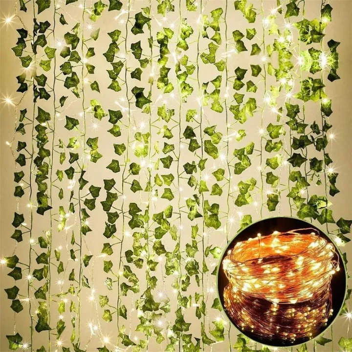 Artificial Plant Leaves with Fairy Lights - Image 2