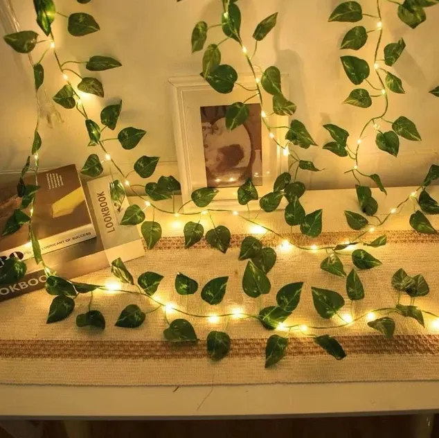 Artificial Plant Leaves with Fairy Lights - Image 4