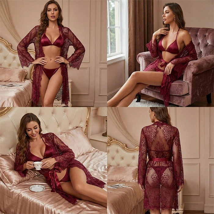 3 Pcs - Nighty Beautiful Bridal Maroon - Image 3