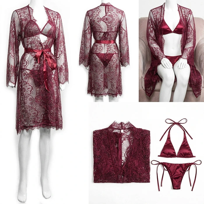 3 Pcs - Nighty Beautiful Bridal Maroon - Image 4