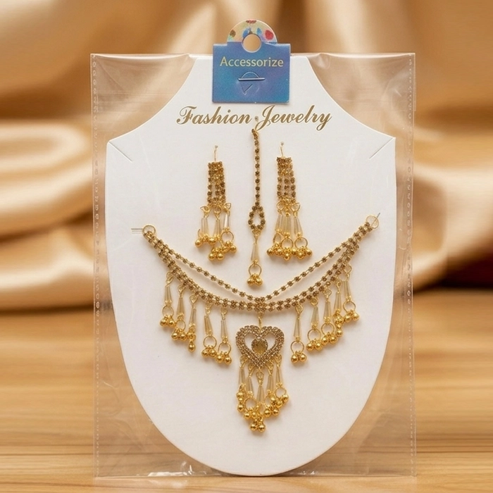 Golden Beads Party Wear Jewelry Set - Image 2