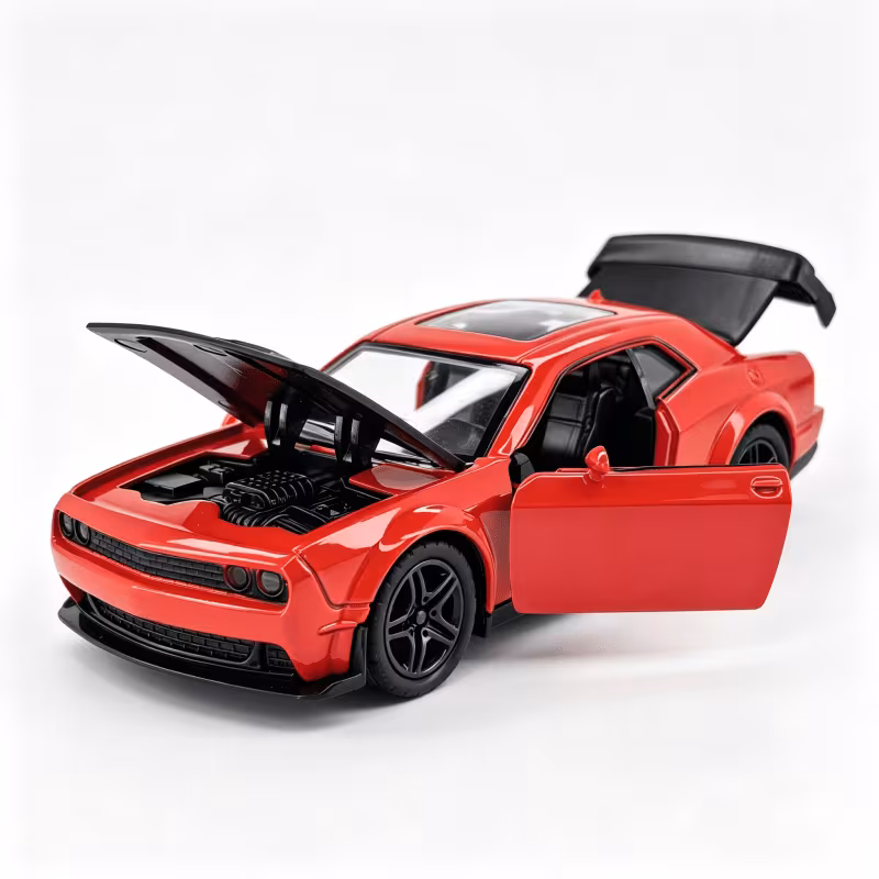 Black Diecast Muscle Car Toy Model with Opening Doors, Hood, and Trunk - Image 3