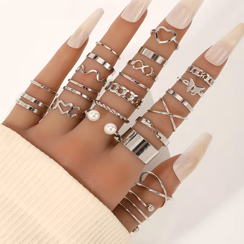 Boho Gold-Tone Stackable Ring Set (Multi-Piece Collection) - Image 2