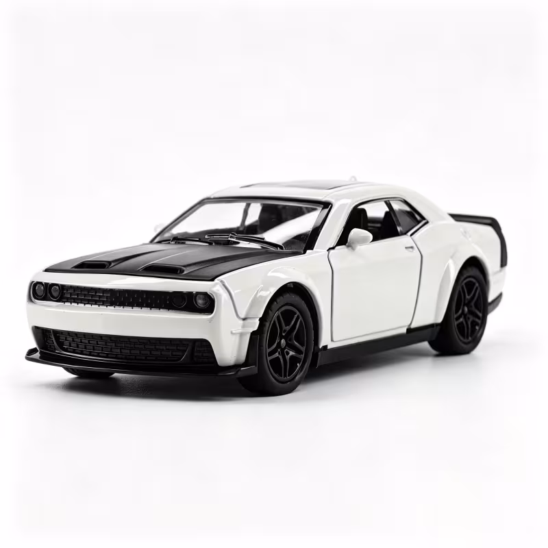 Black Diecast Muscle Car Toy Model with Opening Doors, Hood, and Trunk - Image 2